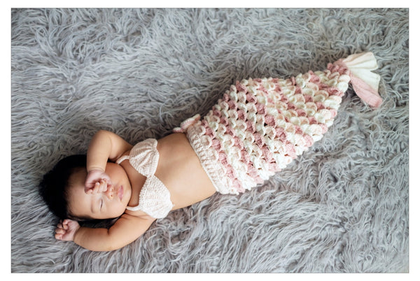 Baby Wear - Handmade Crochet Mermaid Attire (NB - 3 mths) 8909