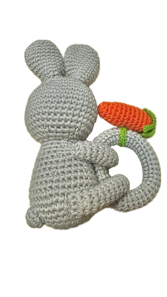Baby Rattle - Grey Bunny w/ Carrot 8032