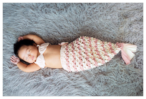 Baby Wear - Handmade Crochet Mermaid Attire (NB - 3 mths) 8909